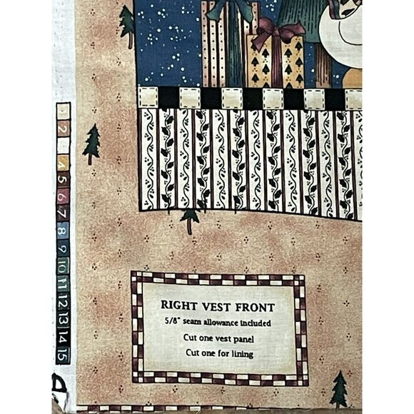 Checkered Past Fabric Christmas Vest Panel Good Tidings By Kathi Walters Uncut - Picture 4 of 8